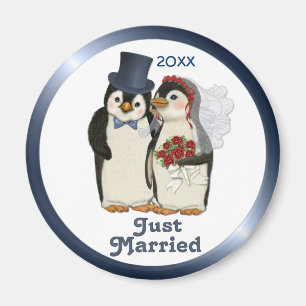Íman Laço dos noivos do casamento do pinguim -