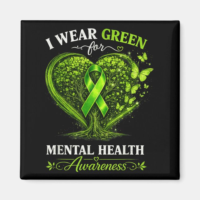 Íman Laço Mental Verde Saúde Mental (Frente)