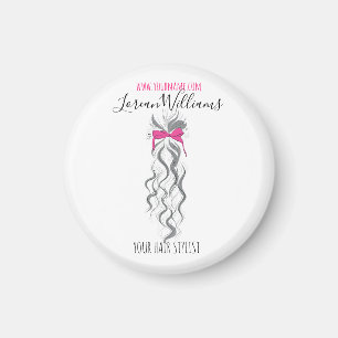 Íman Laço Rosa Fofo Cabelo Cinza e Branco Estilismo Bra