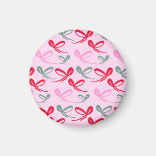 Íman Laços de Natal verde rosa caprichoso desenho à mão