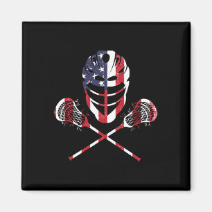Íman Lacrosse Bandeira Americana Capacete Lax Sticks 4 
