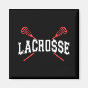 Íman Lacrosse Red Crossed Sticks para jovens ou adultos