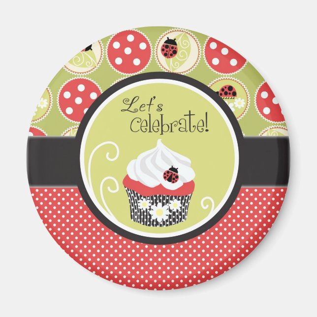 Íman Lady Bug & Cupcake Birthday (Frente)