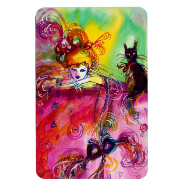 ÍMAN  LADY COM GATO PRETO (Vertical)