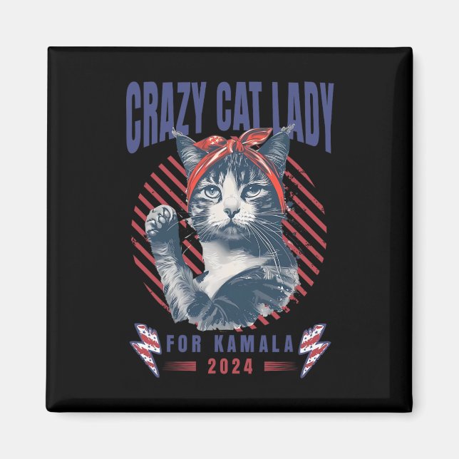 Íman Lady Gato Louca Para Kamala Harris Para Presidente (Frente)
