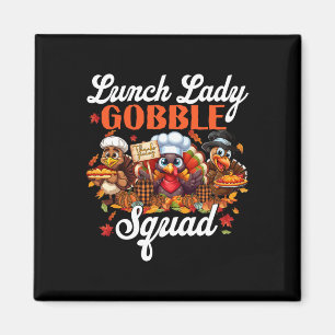 Íman Lady Gobble Squad Turkey Pumpkin Happy Obrigado