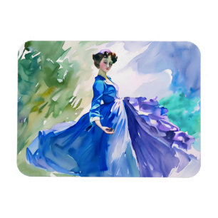 Íman Lady in Blue Vress - Pintura por Aquarela