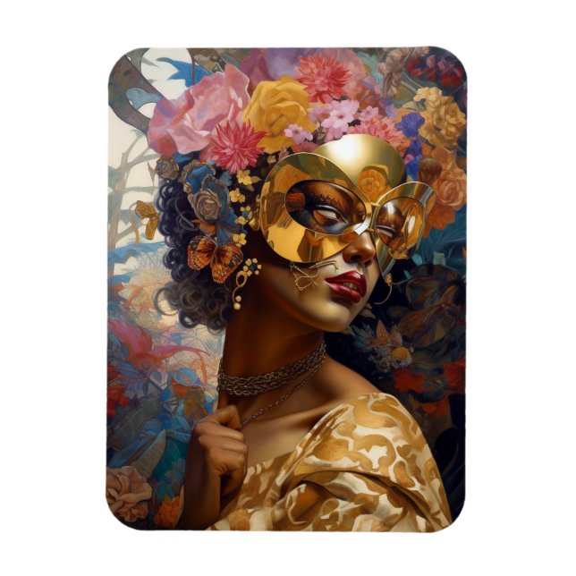 Íman Lady Vestindo Mask Black Fantasy Art (Vertical)