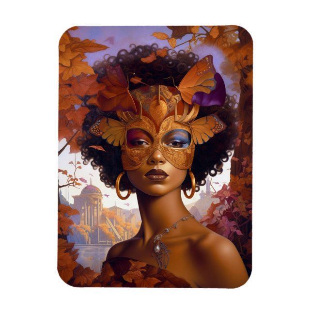 Íman Lady Vestindo Mask Black Fantasy Art (Vertical)