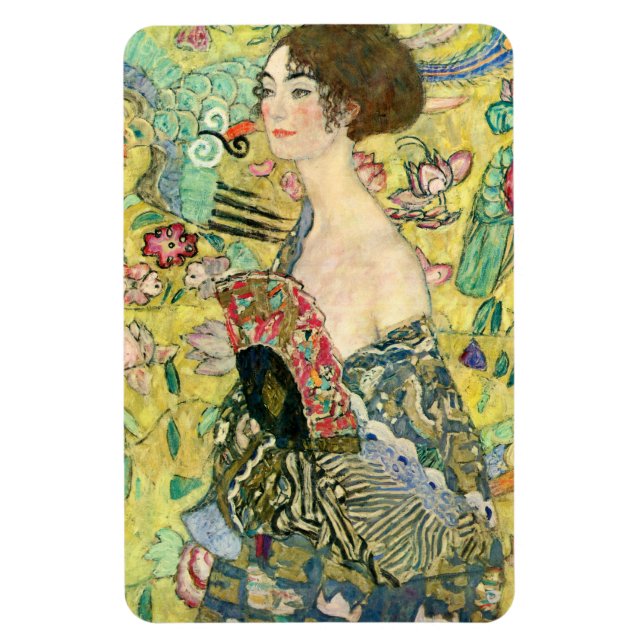 Íman Lady with Fan - Gustav Klimt (Vertical)
