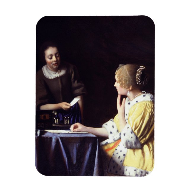 Íman Lady with Maidservant Holding Letter por Vermeer (Vertical)