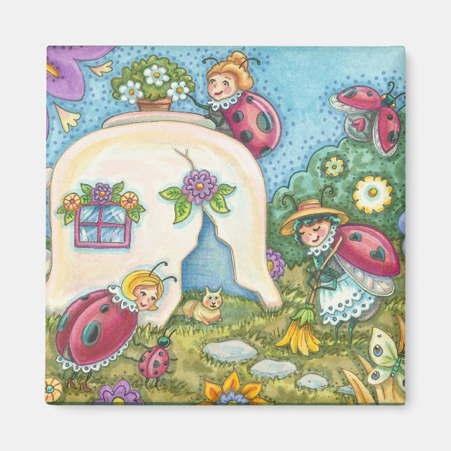 Íman Ladybug Cottage Square MAGNET (Frente)