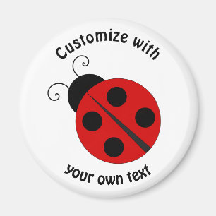 Íman Ladybug de Cartoon de Texto Personalizado