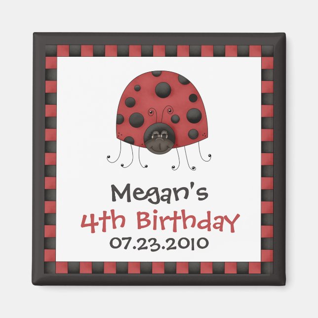Íman Ladybug ・ Magnet de Convite de Aniversário (Frente)