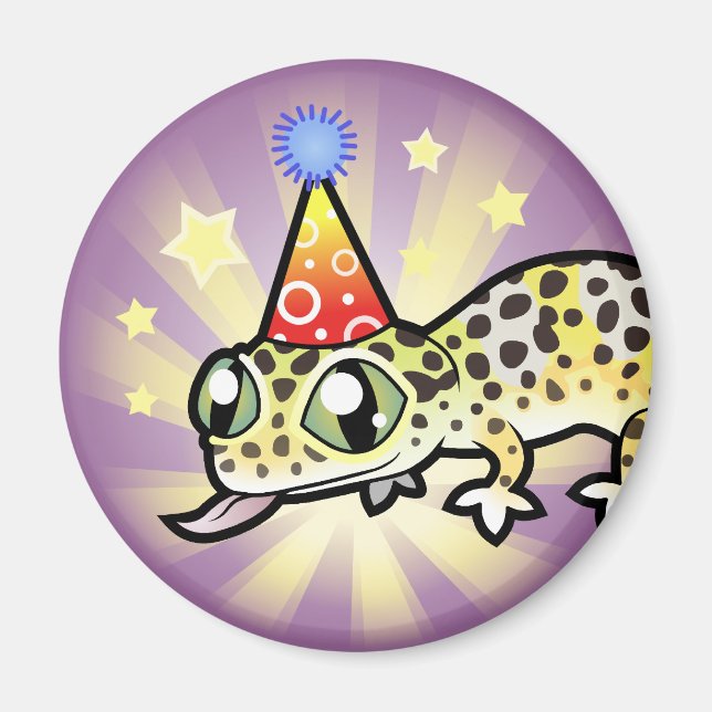 Íman Lagartixa Leopardo de Aniversário (Frente)