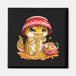 Íman Lagarto Leopardo Comendo Macarrão Ramen Japonês Ka