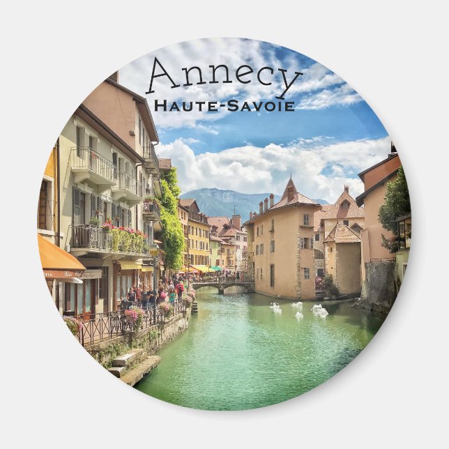 Íman Lago Annecy, Haute-Savoie Round Magnet (Frente)