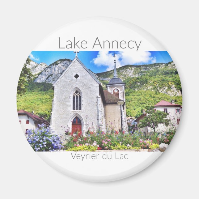 Íman Lago Annecy - Veyrier, Haute-Savoie Round Magnet (Frente)