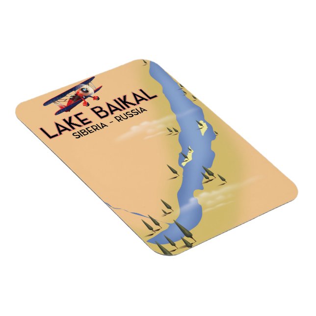 Íman Lago Baikal Sibéria Cartaz de viagem russo Mapa (Lado Direito)