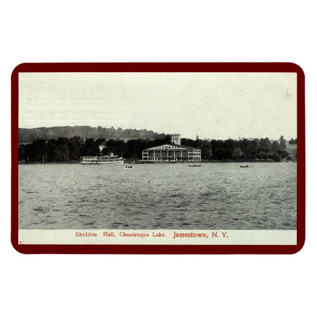 Íman Lago Chautauqua, Jamestown NY 1909 Vintage Postcar (Horizontal)