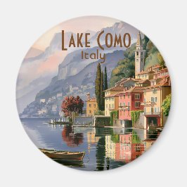 Íman Lago Como Itália Aquarela de Viagem Vintage Person