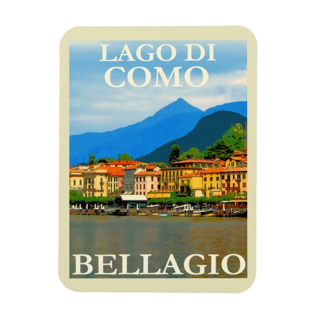 Íman Lago de Como, Bellagio, Itália, Retro Viagem (Vertical)