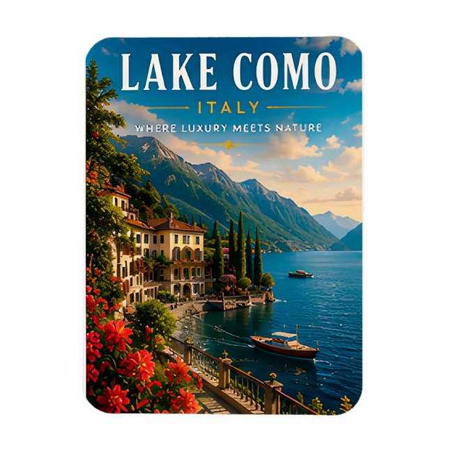 Íman 🌊 Lago de Como Itália Luxo à Beira do Lago (Vertical)