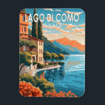 Íman Lago de Como Italia Viagem Art Vintage<br><div class="desc">Design de arte vetorial do Lago Como. O lago Como,  no Norte da Lombardia,  na Itália,  é uma zona de alto escalão conhecida pela sua paisagem dramática,  colocada contra os pés dos Alpes.</div>
