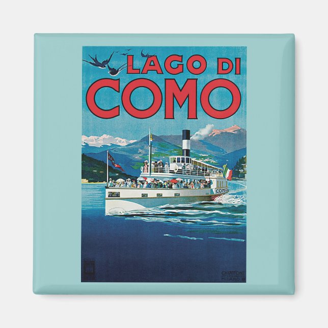 Íman Lago Di Como Viagens vintage Poster (Frente)
