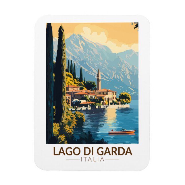 Íman Lago di Garda Italia Viagem Art Vintage (Vertical)