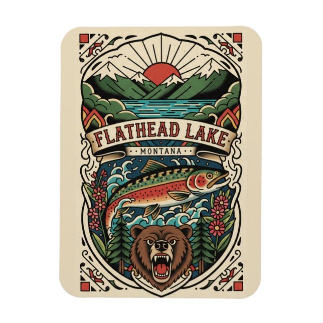 Íman Lago Flathead Montana Viagem (Vertical)