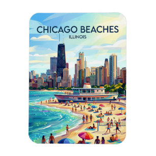 Íman Lago Michigan e a Praia North Avenue de Chicago EU