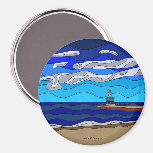 Íman Lago Michigan - Ímã (círculo) (Front/Back)