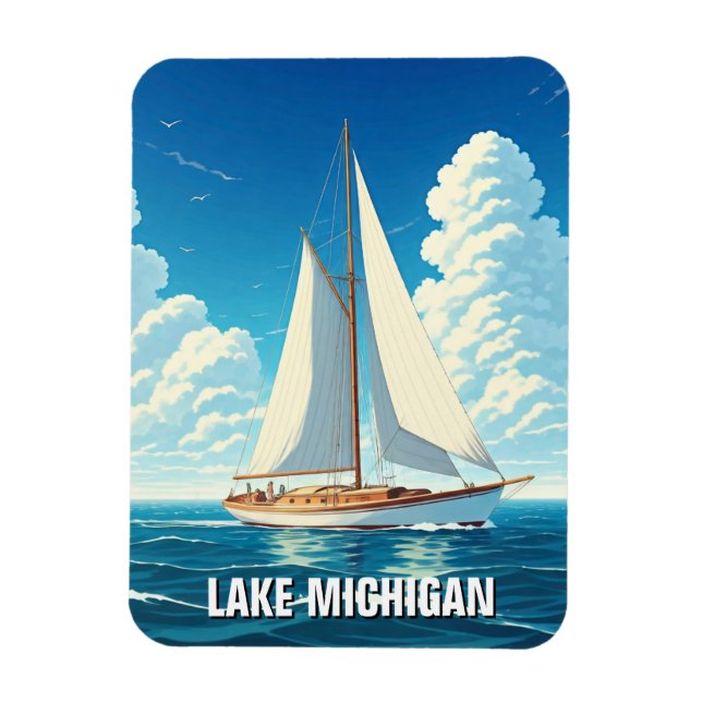 Íman Lago Michigan Sailboat (Vertical)