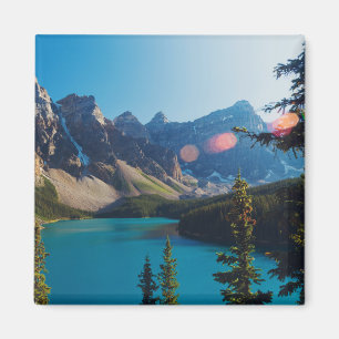 Íman Lago moraine do por do sol   do verão, Canadá