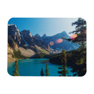 Íman Lago moraine do por do sol do verão, Canadá