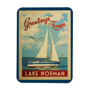 Íman Lago Norman Sailboat Viagens vintage Carolina do N