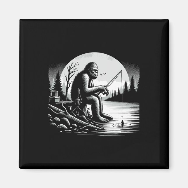 Íman Lago Pescaria Sasquatch Pescador Funny Fis (Frente)