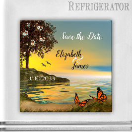 Íman Lago Sunset com Imã salve a data de Borboletas