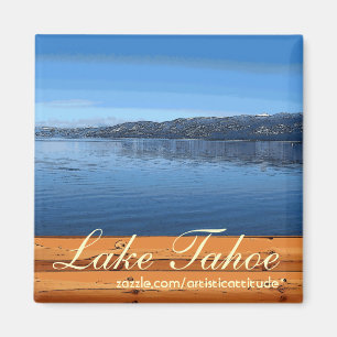 Íman Lago Tahoe - Sinal de madeira rústica ímã artí