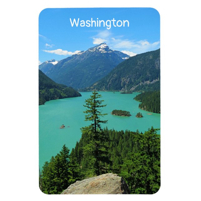 Íman Lago Turquesa da Montanha Snowy em Washington (Vertical)