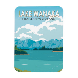 Íman Lago Wanaka Otago Nova Zelândia Viagem Art Vintage