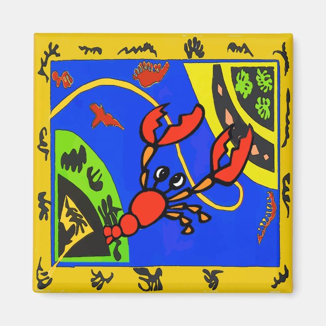 Íman Lagosta, Abstrato de Crayfish, Estilo Matisse (Frente)