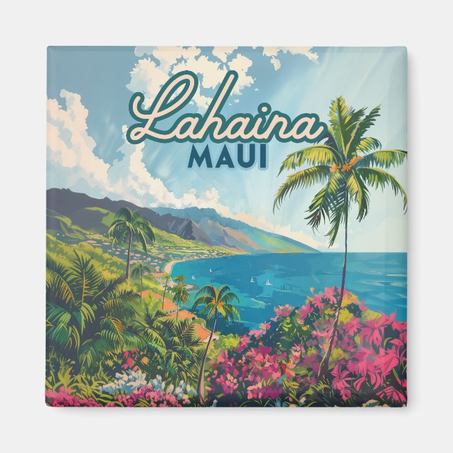 Íman Lahaina Maui Hawaii - Retro Costeiro de Praia (Frente)