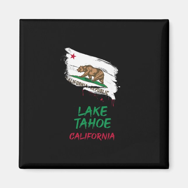 Íman Lake Tahoe California Paint Splatter Flag Vacation (Frente)