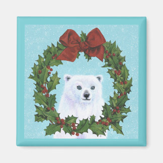 Íman Lâmina de neve de Natal do Urso Polar Bonito