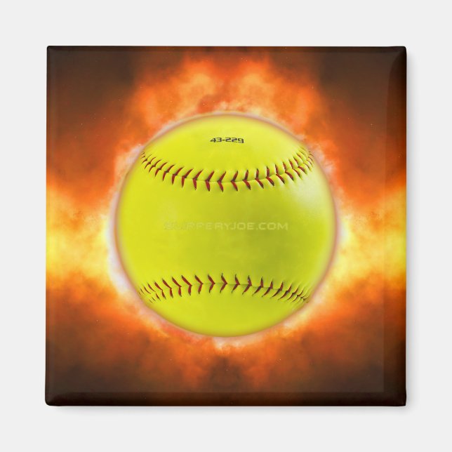 Íman Lâmpada amarela de foguete de softball SlipperyJoe (Frente)