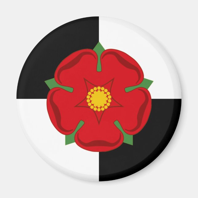 Íman Lancashire Magnet - Rosa nos quarteirões preto e b (Frente)
