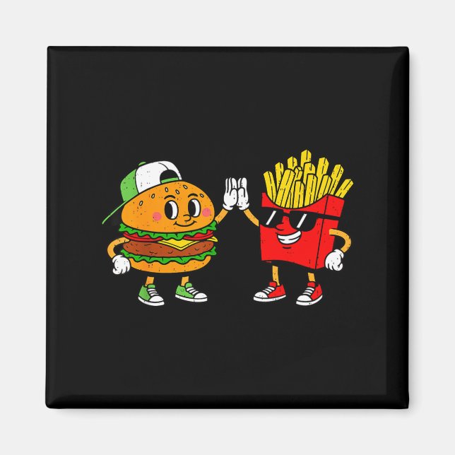 Íman Lanches Combo de Hambúrguer Engraçado Batata Frita (Frente)
