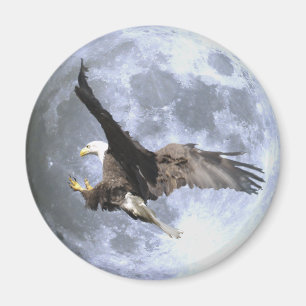 Íman Landing BALD EAGLE & FULL MOON Wildlife Magnet